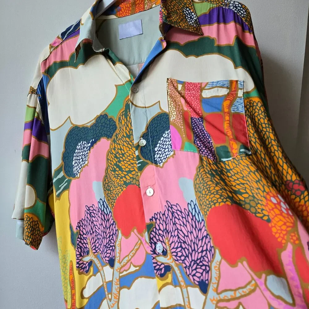 Bower Swimwear Liberty London Prospect Road Button Short Sleeve Top Women XL EUC - Picture 9 of 14